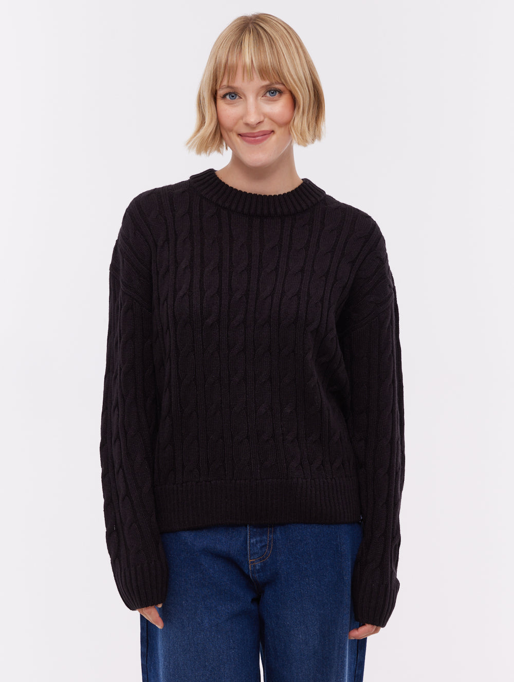 Chanice Cable Knit Sweater - Black