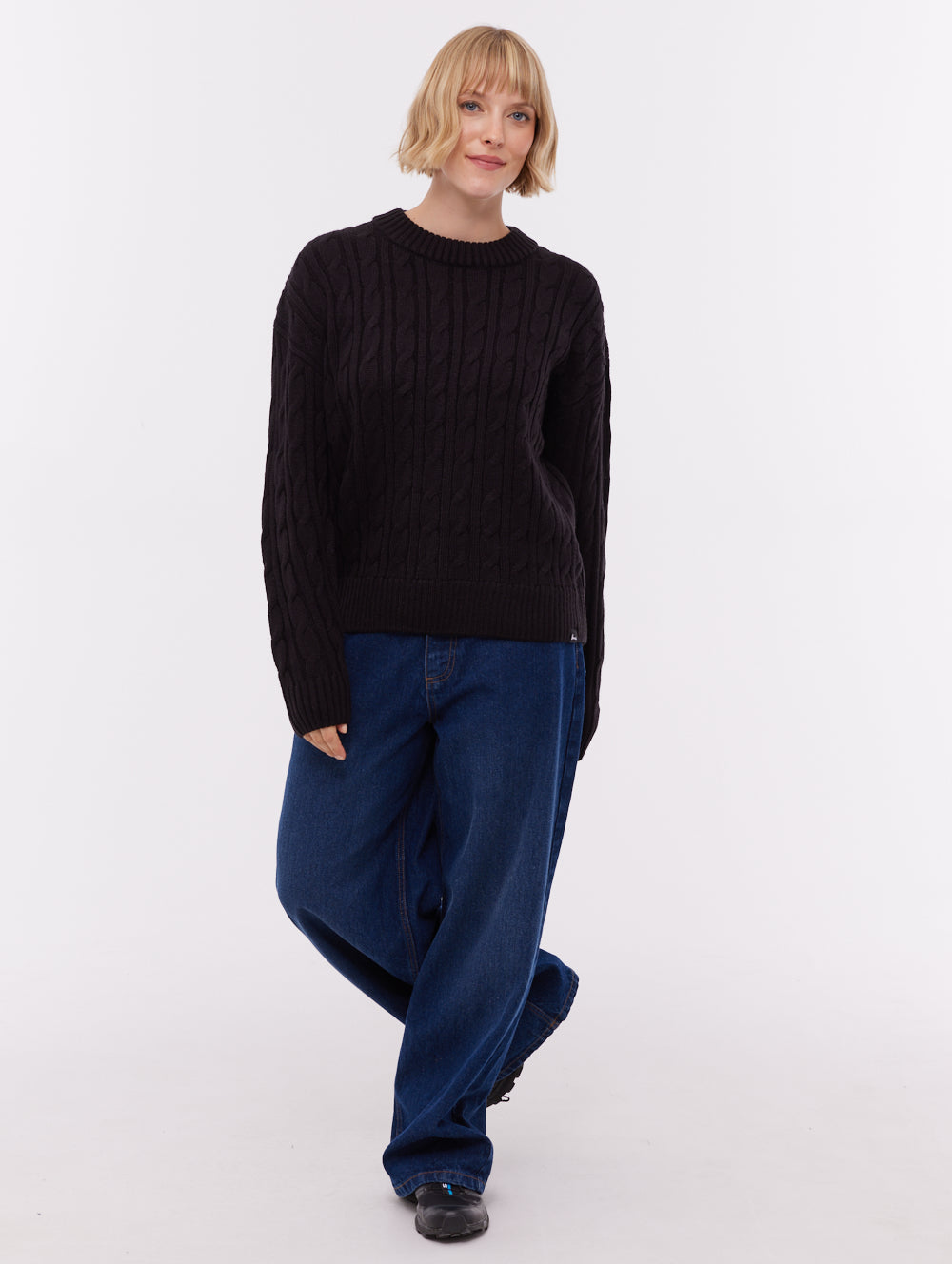 Chanice Cable Knit Sweater - Black