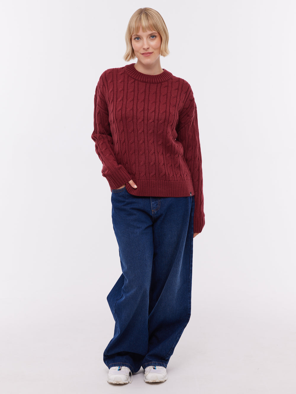 Chanice Cable Knit Sweater - Red