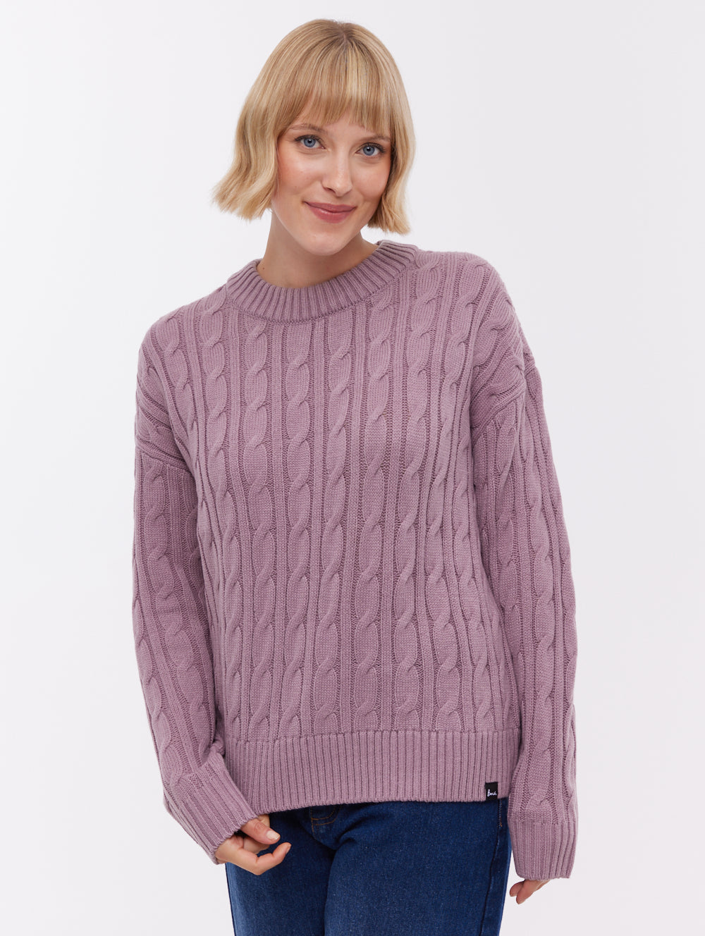 Chanice Cable Knit Sweater - Purple