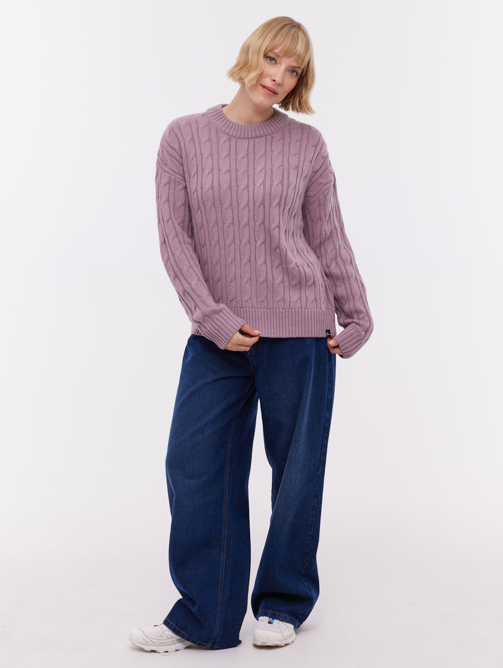 Chanice Cable Knit Sweater - Purple