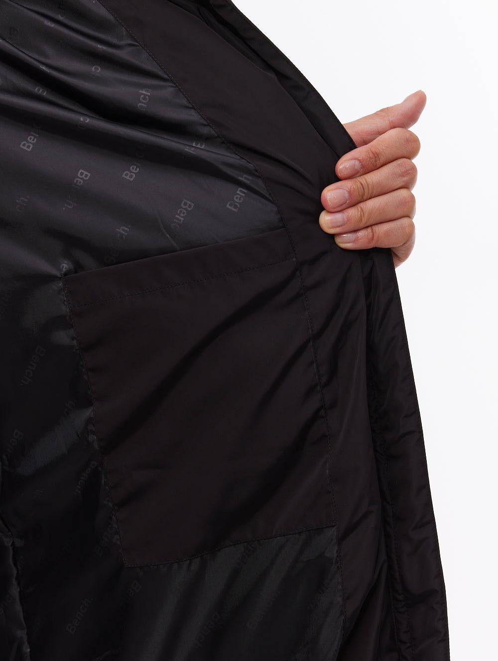 Eloraina Chevron Quilted Maxi Parka - Black