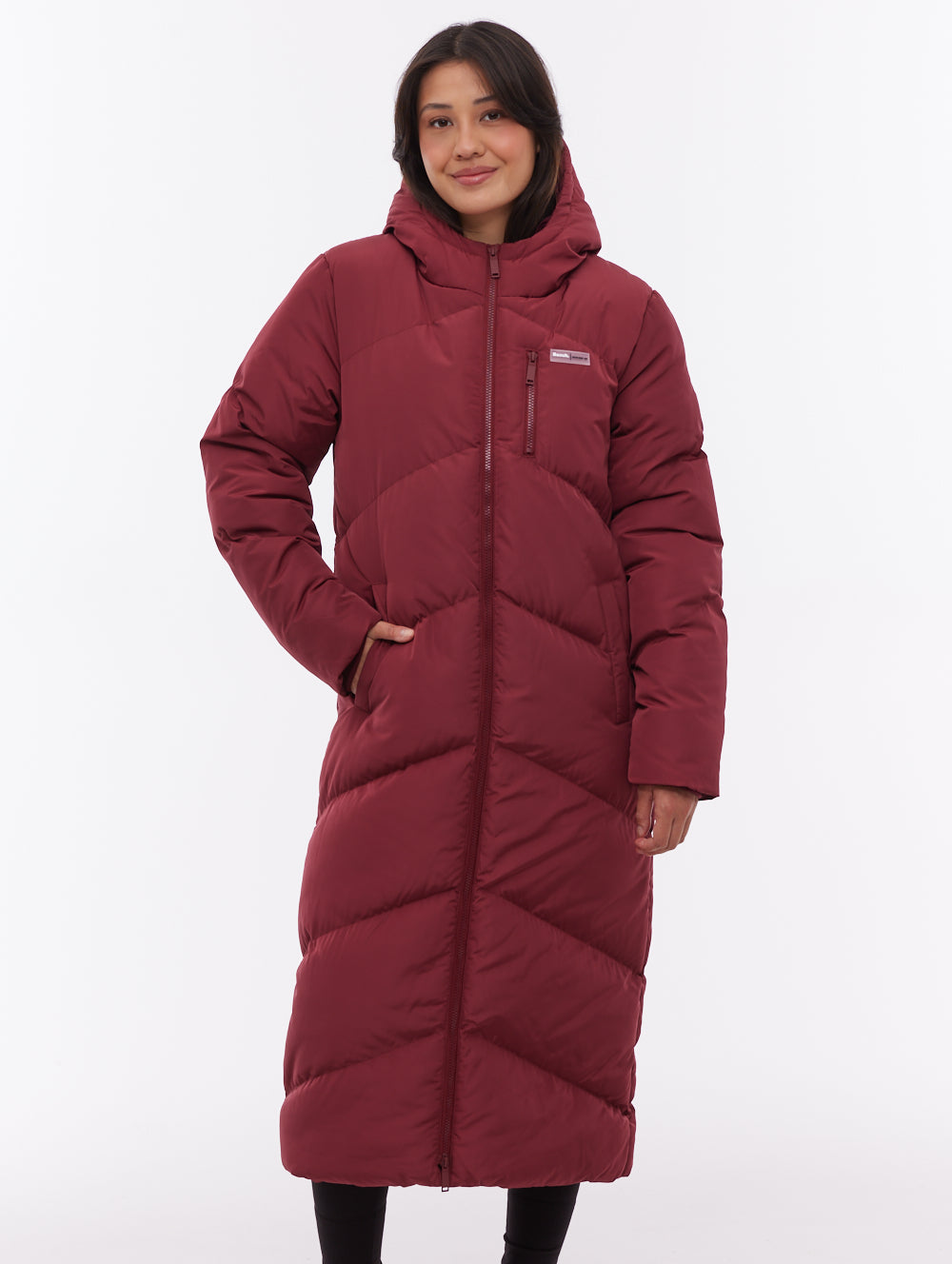 Eloraina Chevron Quilted Maxi Parka - Red