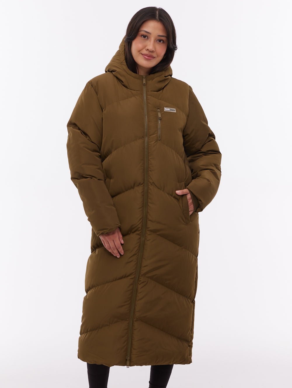 Eloraina Chevron Quilted Maxi Parka - Green