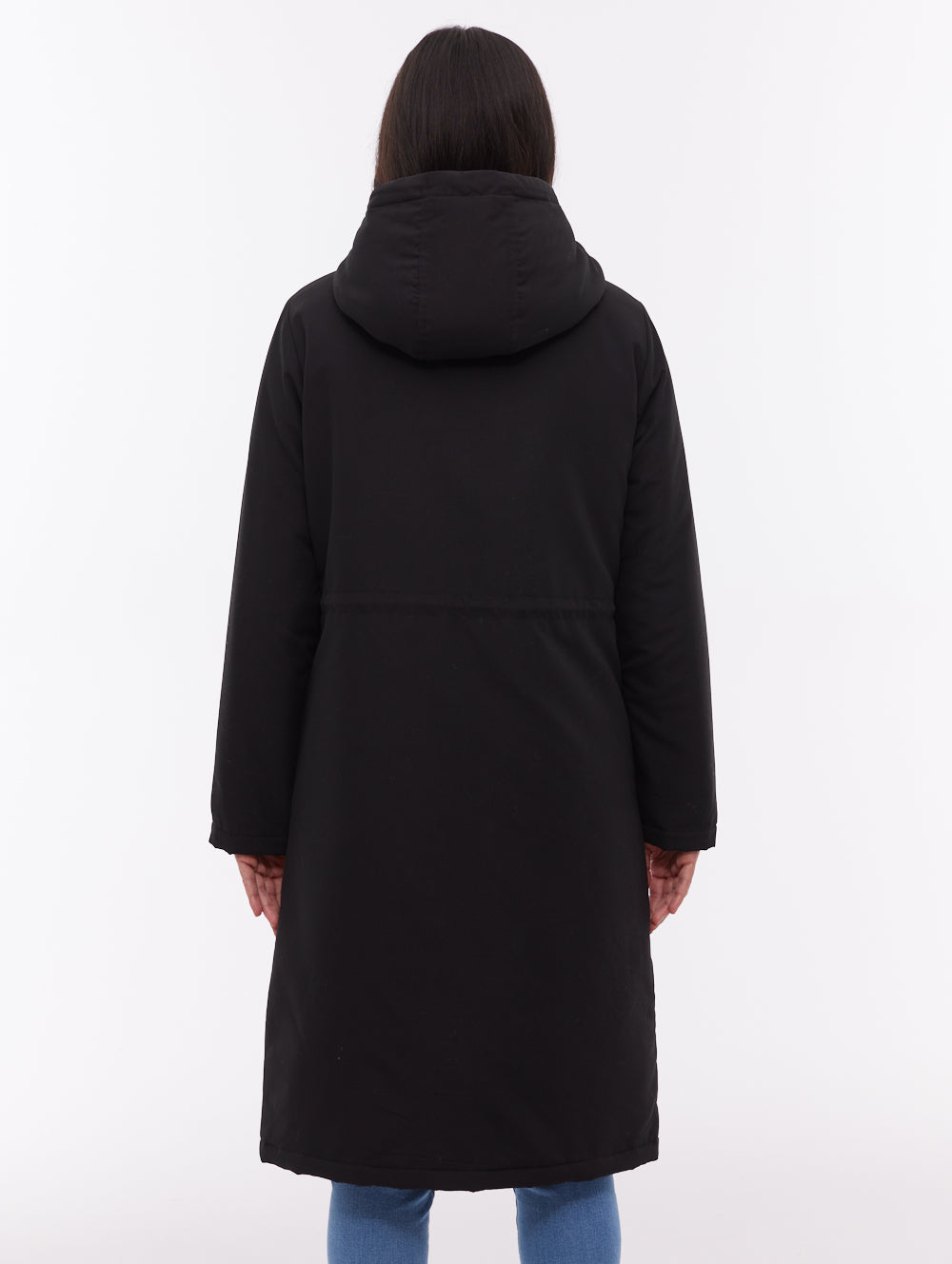Sari Hooded Midi Parka - Black