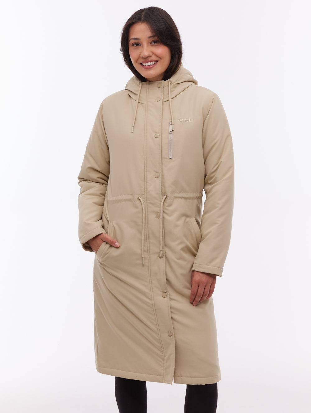 Sari Hooded Midi Parka - Beige