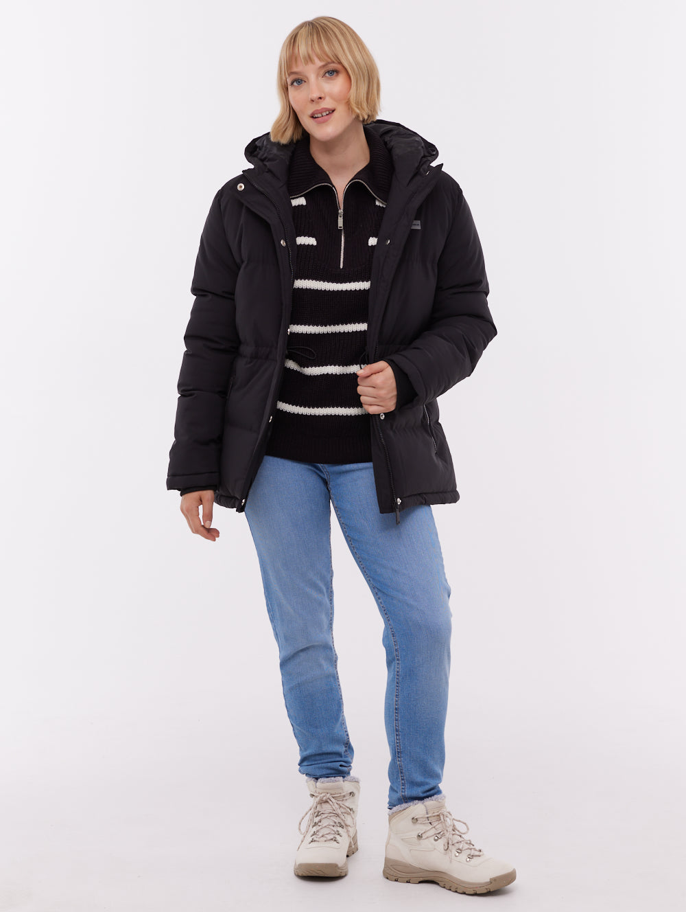 Fina Hooded Puffer Coat - Black