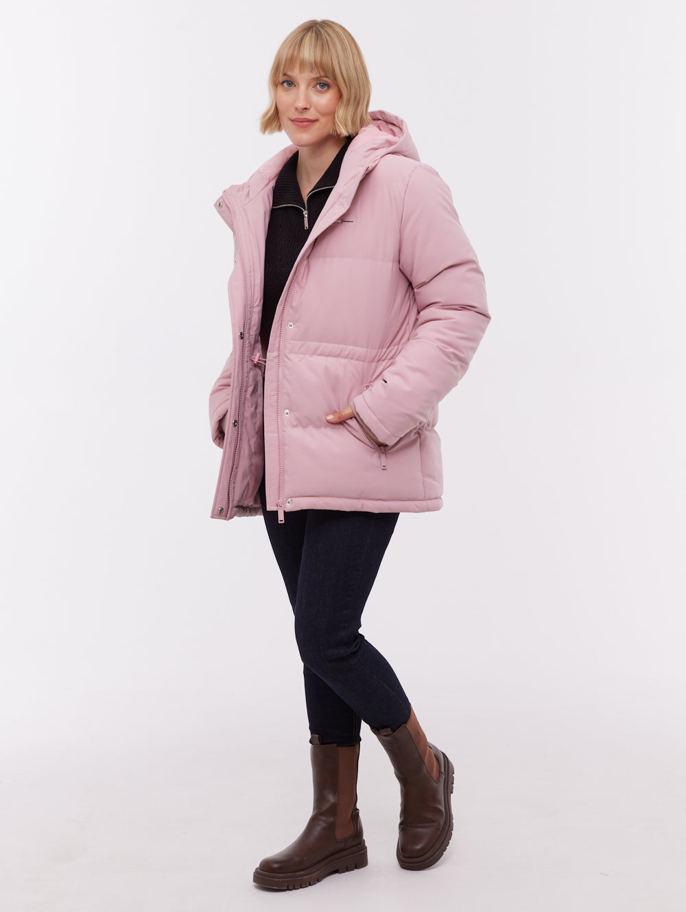 Fina Hooded Puffer Coat - Pink