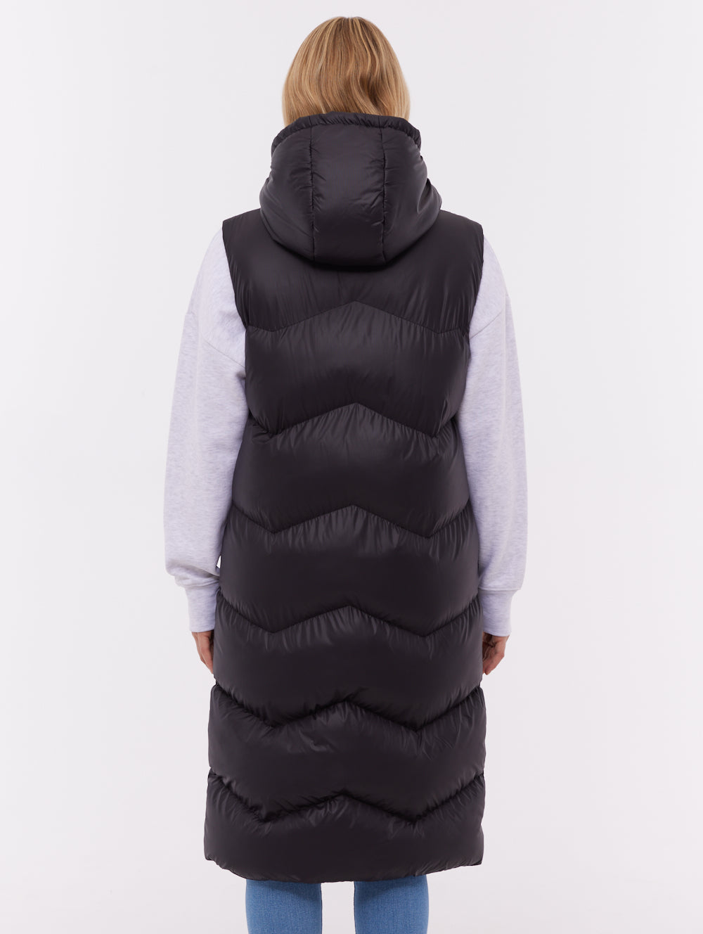 Saz Longline Hooded Vest - Black