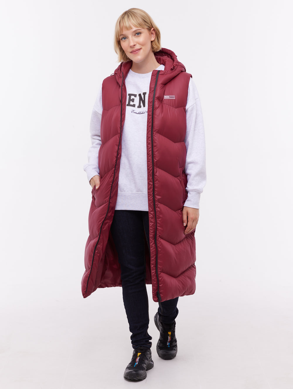 Saz Longline Hooded Vest - Red