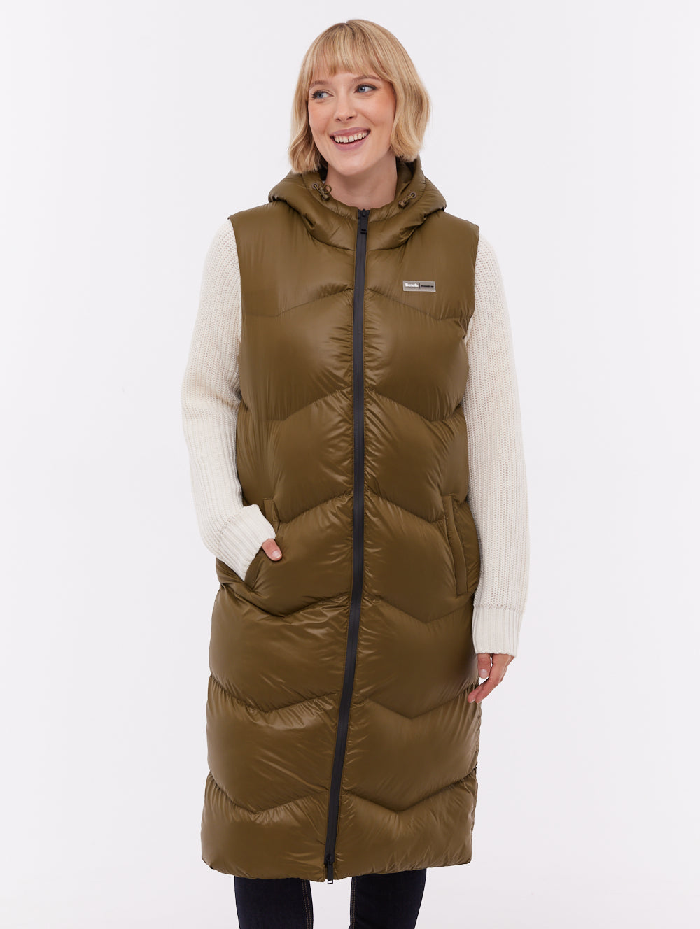 Saz Longline Hooded Vest - Green