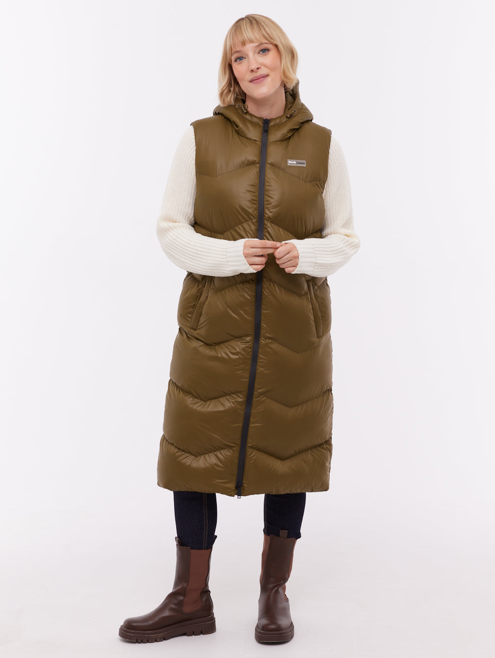 Saz Longline Hooded Vest - Green