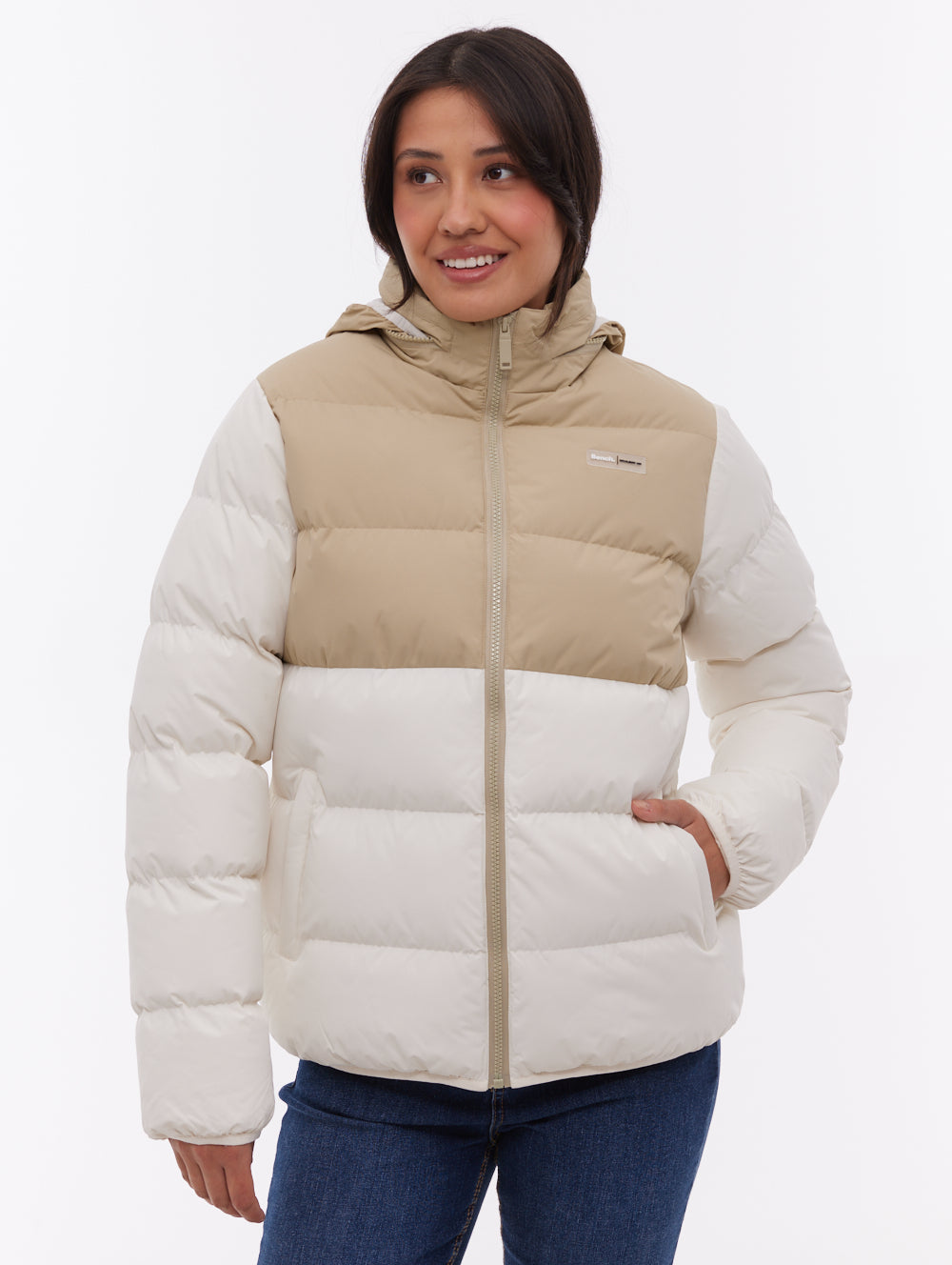 Jehn Two-Tone Puffer Jacket - White