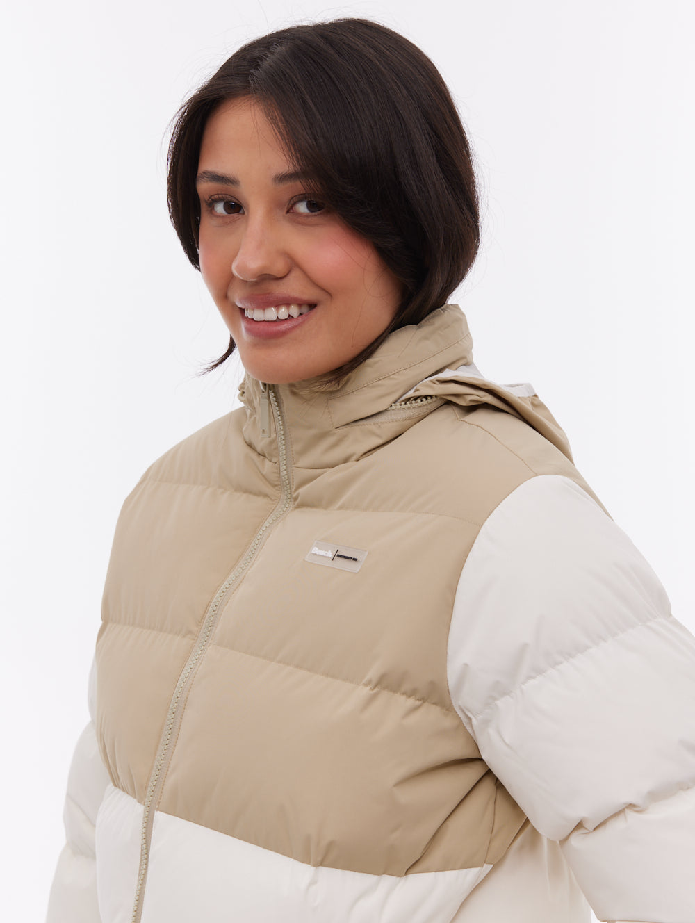 Jehn Two-Tone Puffer Jacket - White